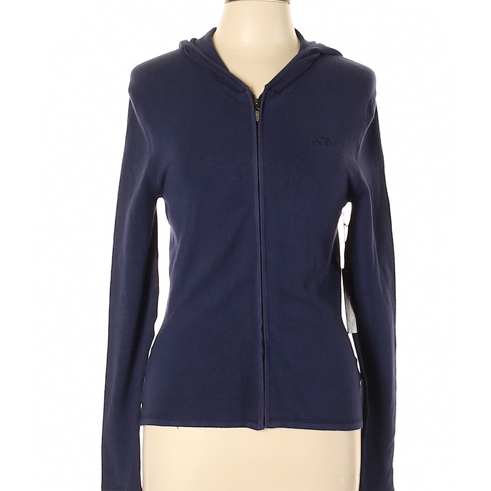 BCBGMAXAZRIA Navy Zip-up Hooded Cardigan Medium